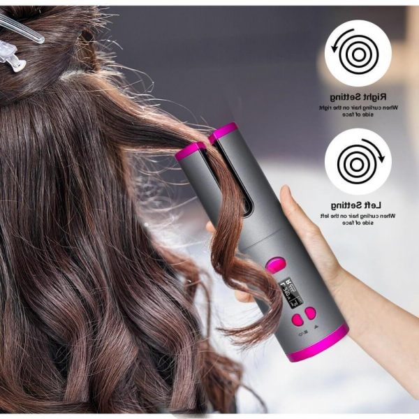 مجعد شعر لاسلكي أوتوماتيكي بتقنية الالتفاف الذكي – خفيف، محمول، وسهل الاستخدامCordless Automatic Hair Curler Iron Wireless Curling Iron