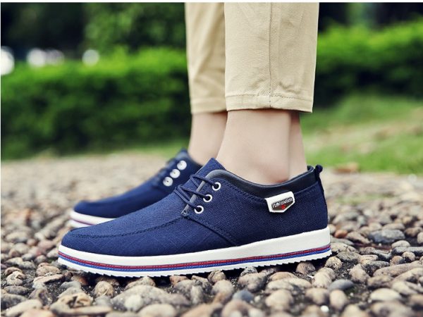 Men's lace-up casual canvas shoes حذاء رياضي بلمسة أنيقة من الكتان