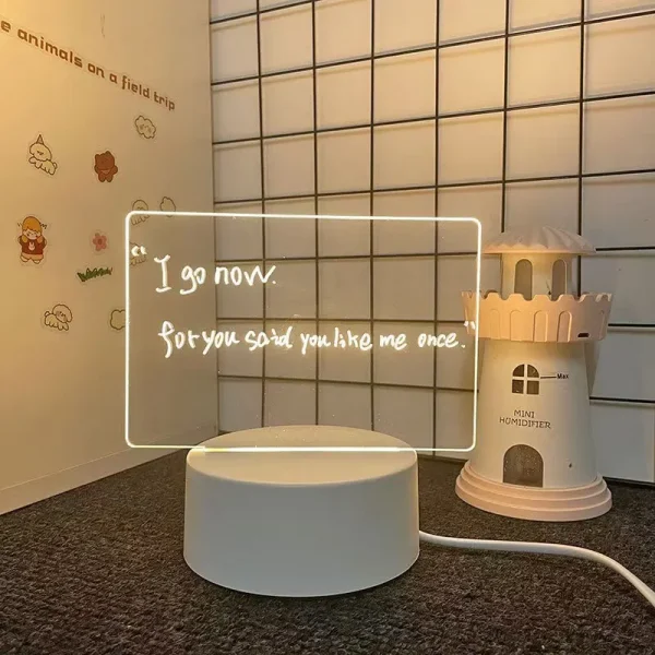 Sf02138e6585f42fcaf08c3f930bef3beQ.webp LED – أكريليك مضيء USB لوحة اضاءة للكتابة مع قلم قابل للمسح للديكور والمكتب والهدايا.Transparent Luminous LED Night Lights USB Luminous Acrylic Night Light Erasable Write Message Board Calendar Desktop Ornaments